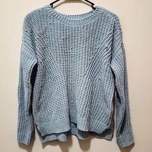 Crochet Medium-Weight Pale Sky Blue Large Sweater